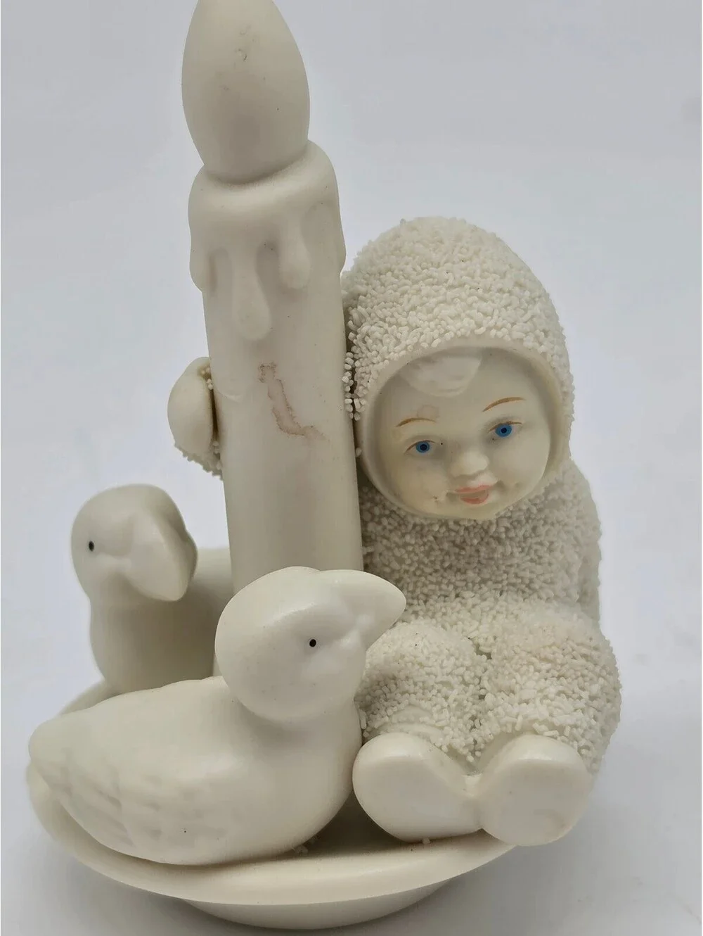 Vintage Ceramic Figurine of Child with Candle and Ducks